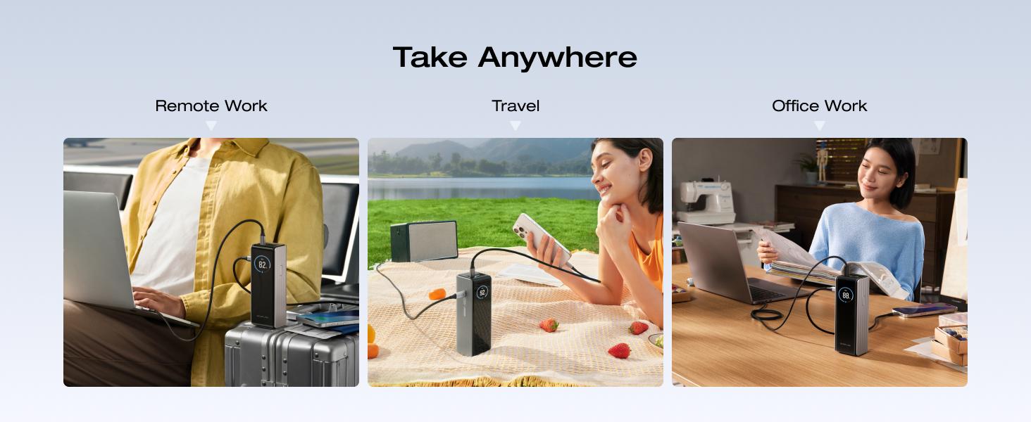 EF ECOFLOW Rapid Power Bank 25,000mAh, 170W Portable Charger with Dual 140W USB-C Ports for Multi-Device Charging, Smart TFT Screen, Compatible with iPhone Series, Samsung, Laptop and More