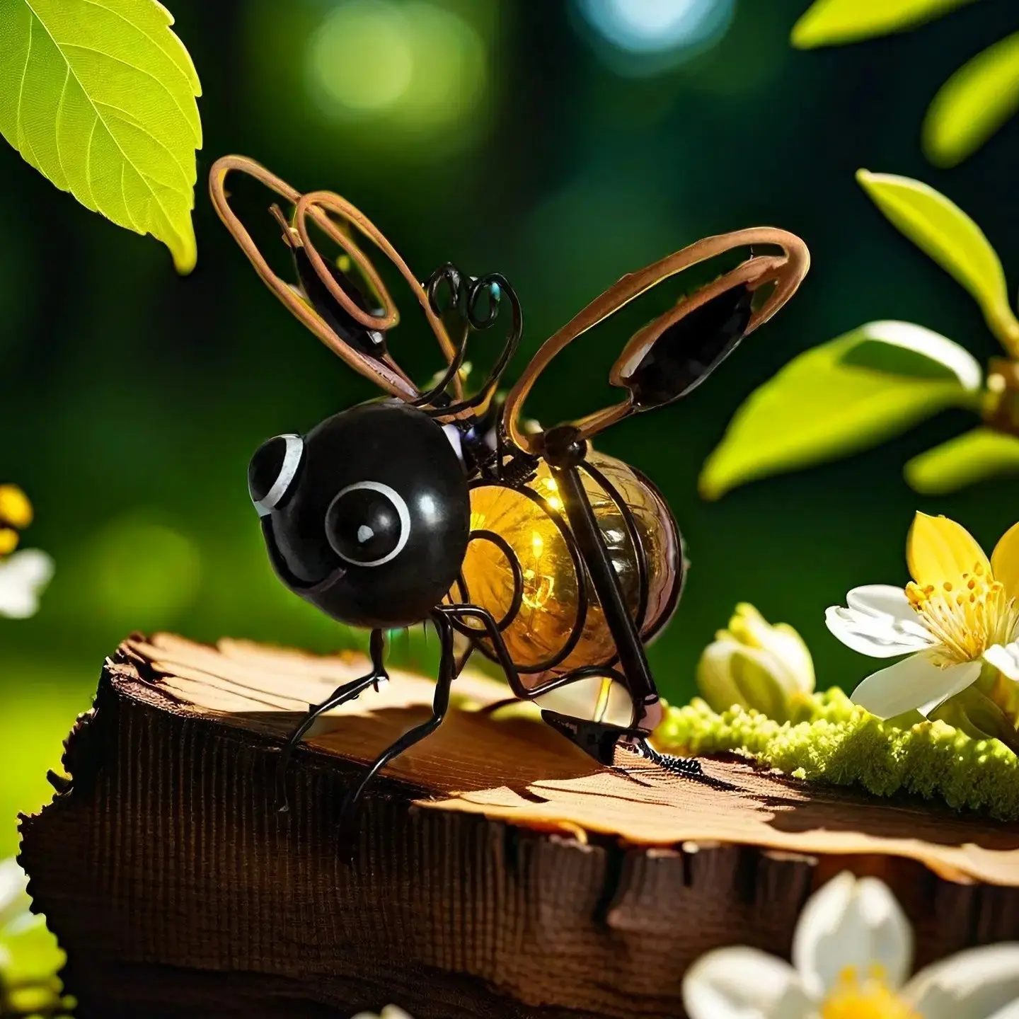 1PC Solar Powered Garden Light, Creative Insect Design, Waterproof Outdoor Decor, Bee Dragonfly Butterfly Iron Art Hanging Ornament, Solar Garden Lights