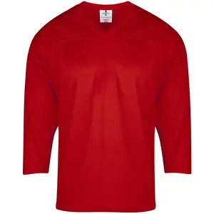 Exxact Sports Hockey Jerseys For Men, Hockey Practice Jersey Adult, Full Sleeve Hockey Blank Jersey, Ice Hockey Jersey (RED)
