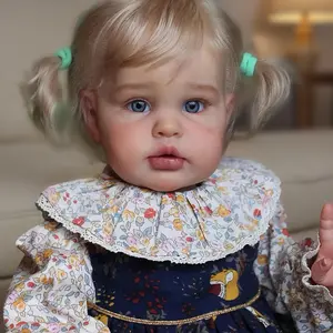 Reborn Kiss-60cm/24Inch Reborn Baby Girl Dolls, Large Realistic Toddler Doll with Soft Body And Hand-Rooted Blonde Hair - Intricately Painted 3D Skin Newborn Doll Toy, Perfect for Christmas, Birthday