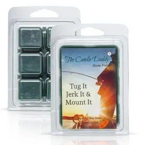 The Candle Daddy's Gone Fishin' - Tug It Jerk It & Mount It - Rustic Cabin Scented Melt- Maximum Scent Wax Cubes/Melts- 1 Pack -2 Ounces- 6 Cubes