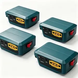 4 Pack Portable Power Adapter, Battery Adapter, Fast Charger Dock, For Mak.ita 18V Lithium Battery with XT60 Port, Type-C PD Fast Charge, USB-A, DC Port, LED Voltage Indicator & Switch - Power Supply for Outdoor, RC, DIY Projects