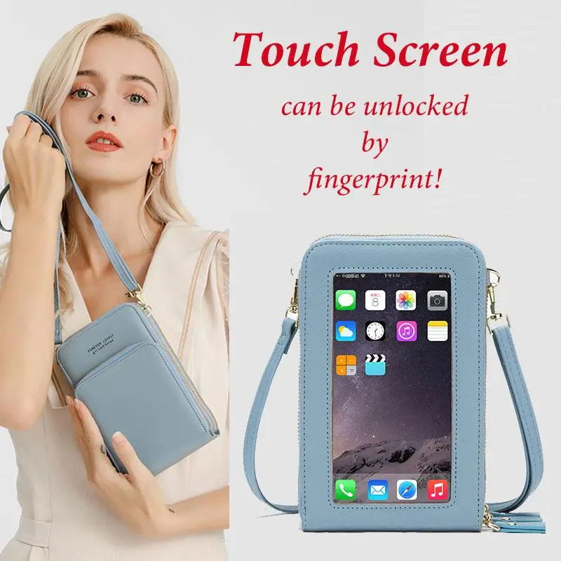 SJ015 Large Capacity Multi-Functional Solid Color Fashion Simple Shoulder Small Bag Touch Screen Crossbody Phone Bag for Women