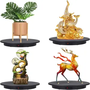 Motorized Rotating Display Stand Remote Control 360 Degree 16.54inch 220Lbs Load Electric Platform for Photography Live Video Shows Angle Speed -Black Color