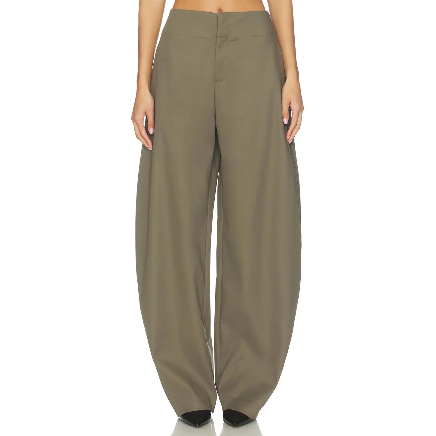 EAVES Mai Sculptural Compact Suiting Pant in Olive