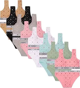 SIETEROSA 6pcs Teen Girl 'Be Yourself' Printed Bra & Brief Set – Random Color Assortment For Everyday Comfort