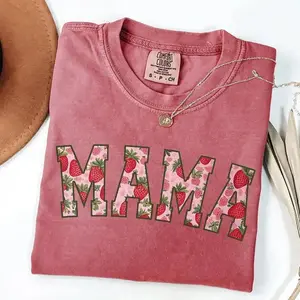 Strawberry Mama T Shirt Comfort Colors, Strawberry Mom Shirt, First Mothers Day Gift For Mama Tshirt, Baby Announcement, New Mom Gift - TrendWear USA
