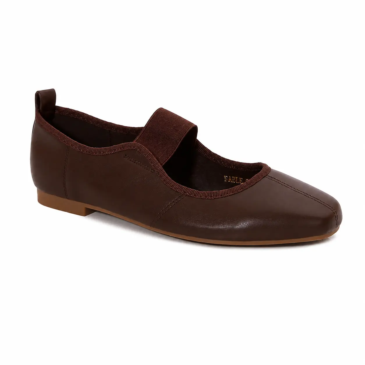 BERNESS Fable Women's Minimalist Faux Leather Plain Mary Jane Ballet Flats - Round Toe, Elastic Strap Dress Flats for Office Wear, Everyday Use