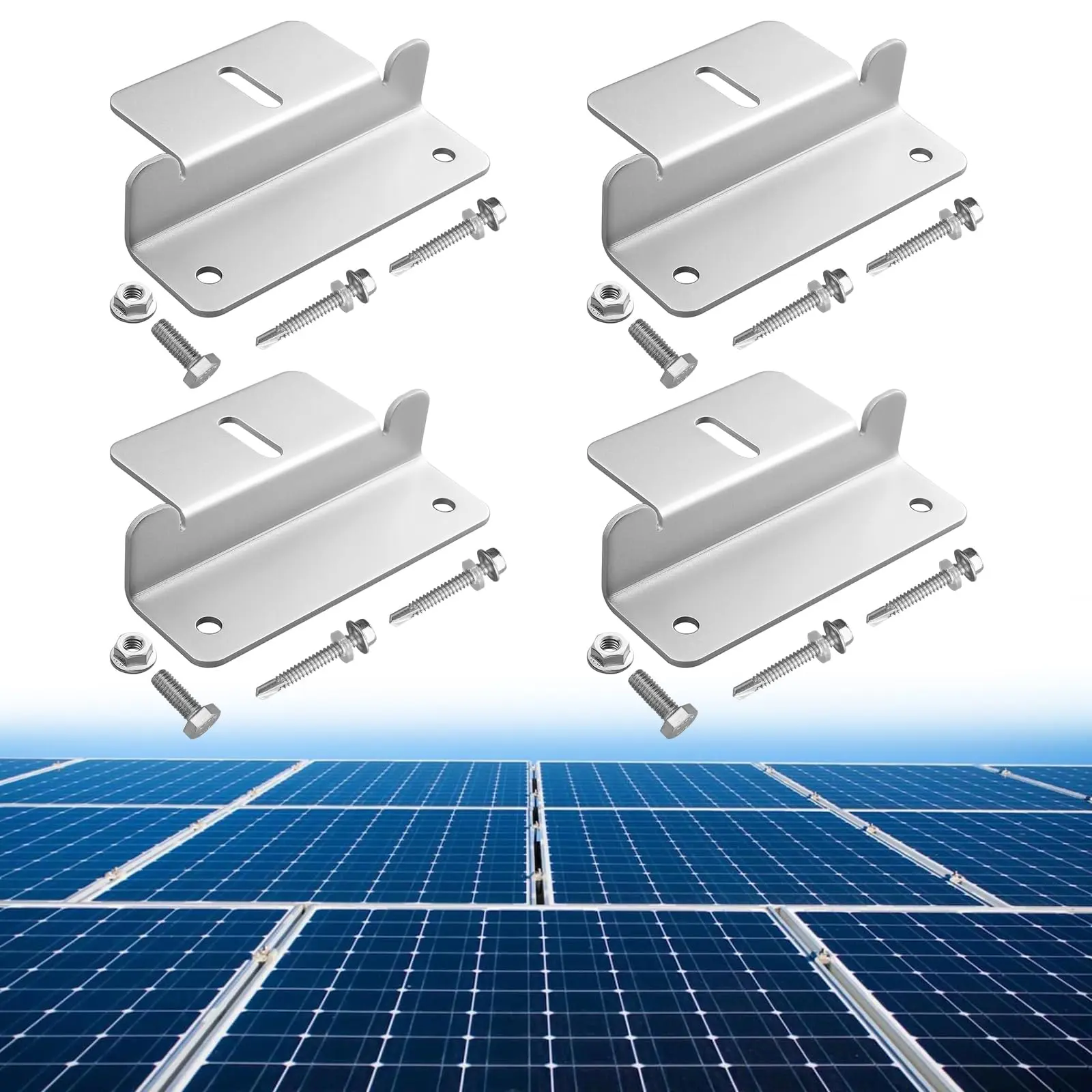 4 Sets Durable Aluminum Solar Panel Mounting Z Brackets - Sturdy Aluminum Alloy Brackets, Lightweight, Corrosion-Free for RV, Off-Grid Roof - Easy DIY Installation , Aluminum Alloy Bracket, Sturdy Bracket