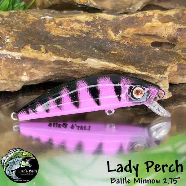 Battle Minnow Crankbait, 2.75 inches (0.2 oz/.2 oz), Slow Rise, Hand-Painted Design