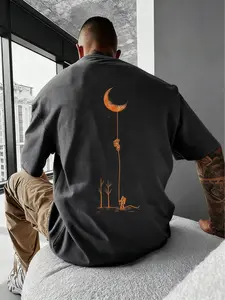 Street Style Short Sleeve T-Shirt, Astronaut Car Print, Loose Fit Casual Top, Perfect for Daily Wear & Leisure, Streetwear