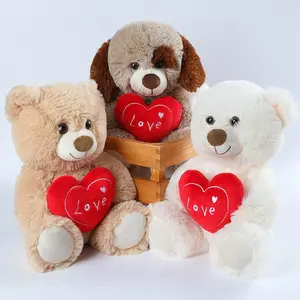 Cute Bear Doll with Heart, Teddybear Stuffed Animal, 1 Set Soft Plush Toy, Lovely Animal Plush Toy, Birthday Gift for Girlfriend, Boyfriend and Children