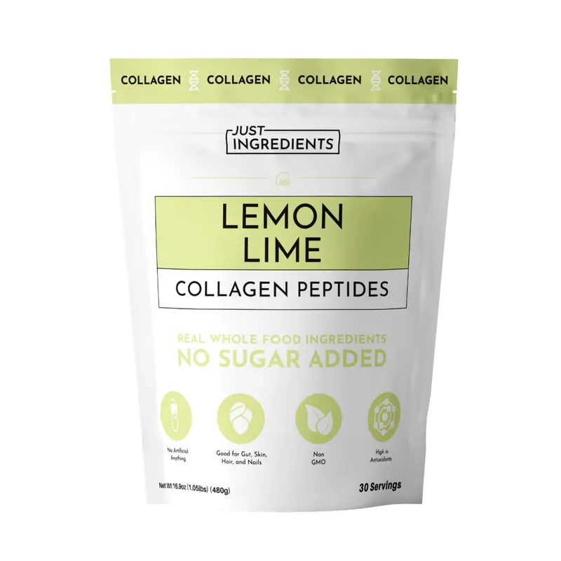 Just Ingredients Lemon Lime Collagen Peptides – 30 Servings – Supports Joint, Skin, Hair & Nail Health with Grass-Fed Hydrolyzed Collagen Types I & III – Refreshing Lemon Lime Flavor