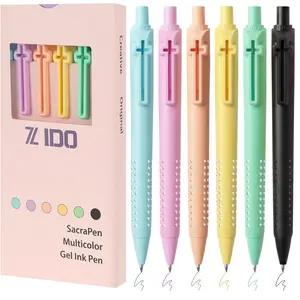 6 Pack Assorted Gel Pens, 0.7mm Colored Ink With  Clip, to School, Journaling, Note-Taking, Doodling,Christian Gifts for Men Women,(Macaron-Colored Ink)