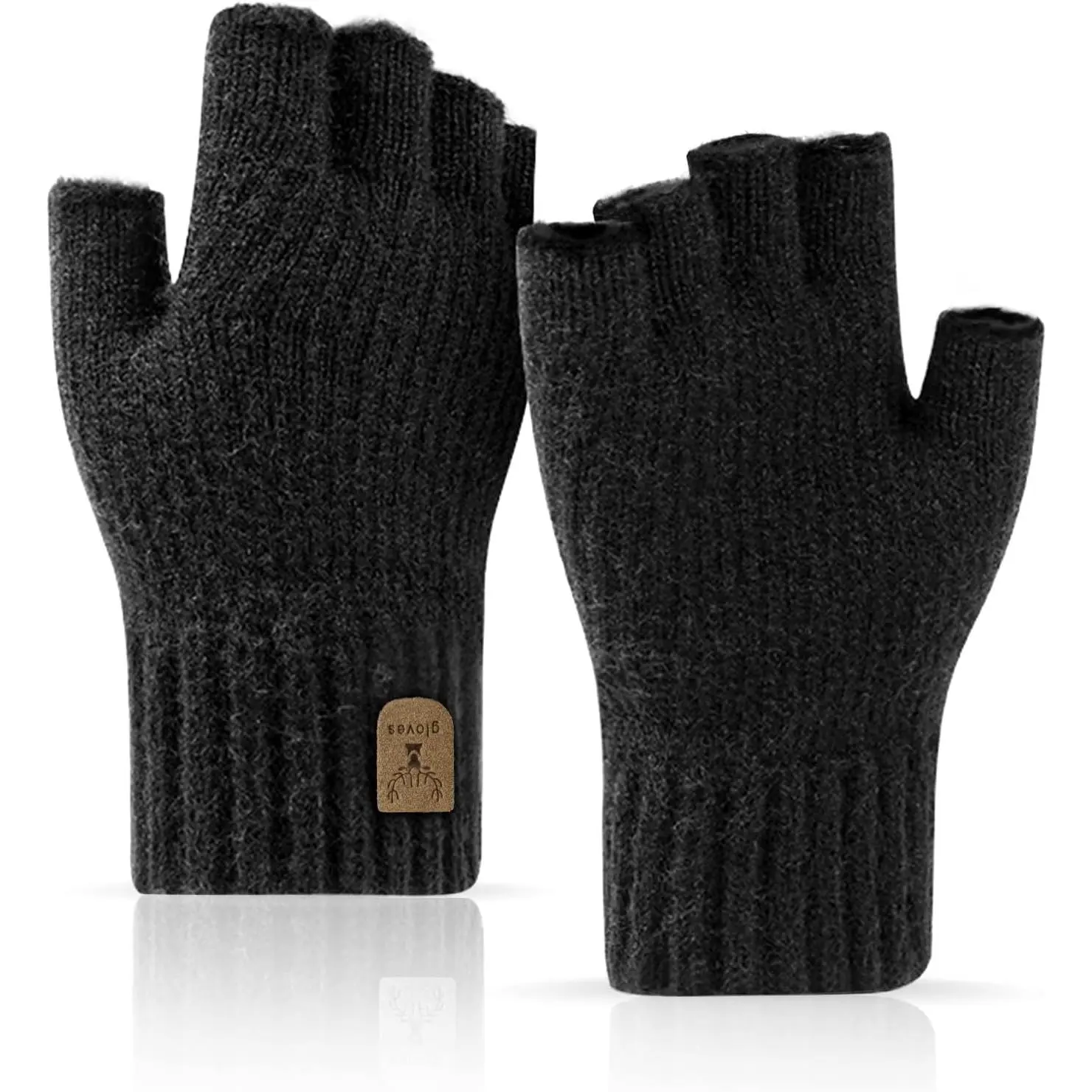 Fingerless Gloves Half Finger Winter Warm Knitted Gloves Working Running Biking Driving for Men and Women