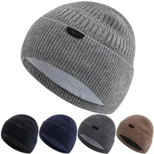 New Style Unisex Winter Hat Fur Lined Warm Chic Cap Stylish Soft Beanie Hats For Men Women Thicken Ski Sports Knitted Hat