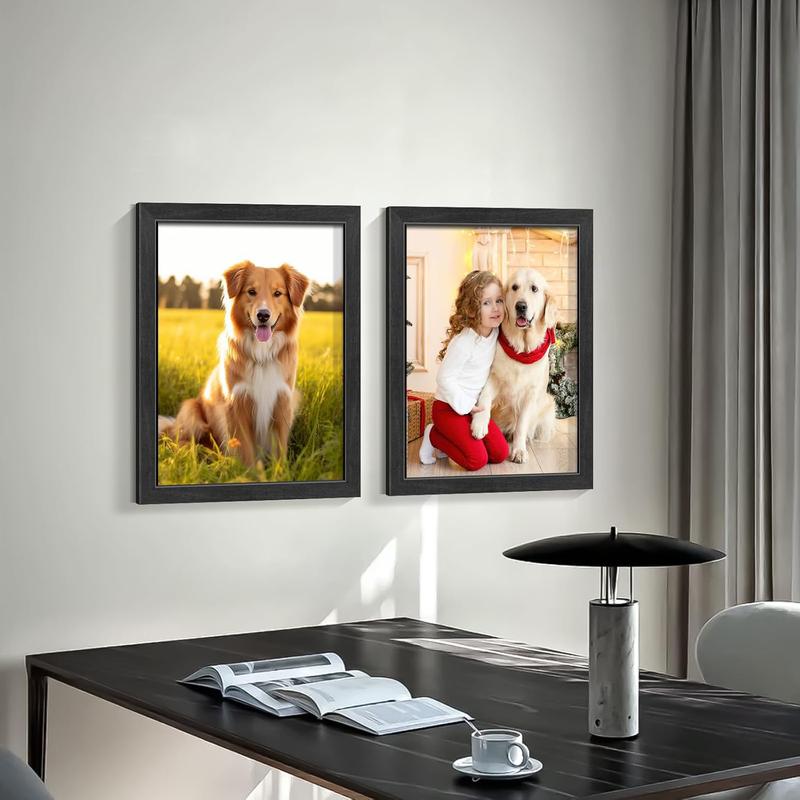 Valentine‘s Gift - 11x14 Picture Frame with Polished Plexiglass - Set of 5 - Use as 8x10 Frame with Mat or Display 11x14 Photo Without Mat - Galleria Collection - Picture Frames for Wall Display - Black