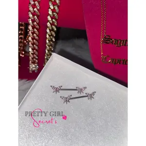 Pink Butterflies -  Nipple Piercings