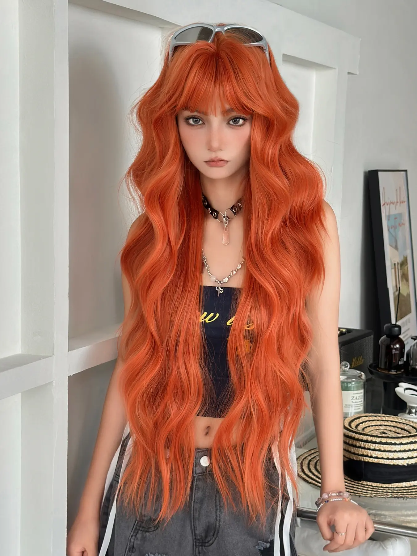 Elegant Curly Wig for Women, 32 Inch Fluffy Layered Bangs, Full Machine Synthetic Heat Resistant, Daily and School Use, Mother's Day Gift, With Bangs Wig, Curled Wig