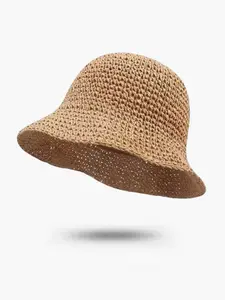 Handmade Straw Hat for Women, Summer Breathable Sun Protection Hat, Ideal for Beach Vacations, Fisherman Style Cap, Outdoor Hats