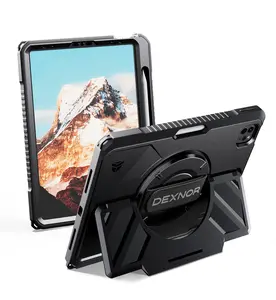 Dexnor Case for iPad Pro 11 inch 4th/3rd/2nd/1st Gen (2022/2021/2020/2018),Rugged Protective Case with 360° Rotating Hand Strap & Stand & Screen Protector & Pencil Holder Shockproof Bumper Cover