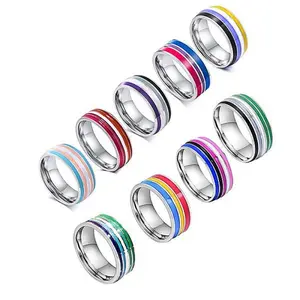 8mm enamel rainbow ring, suitable for men and women, parties, daily wear - size 6-13- proud jewelry, rainbow ring proud symbol, colored enamel ring