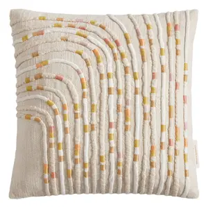 Taupe Embroidered Cord Wave Pillow