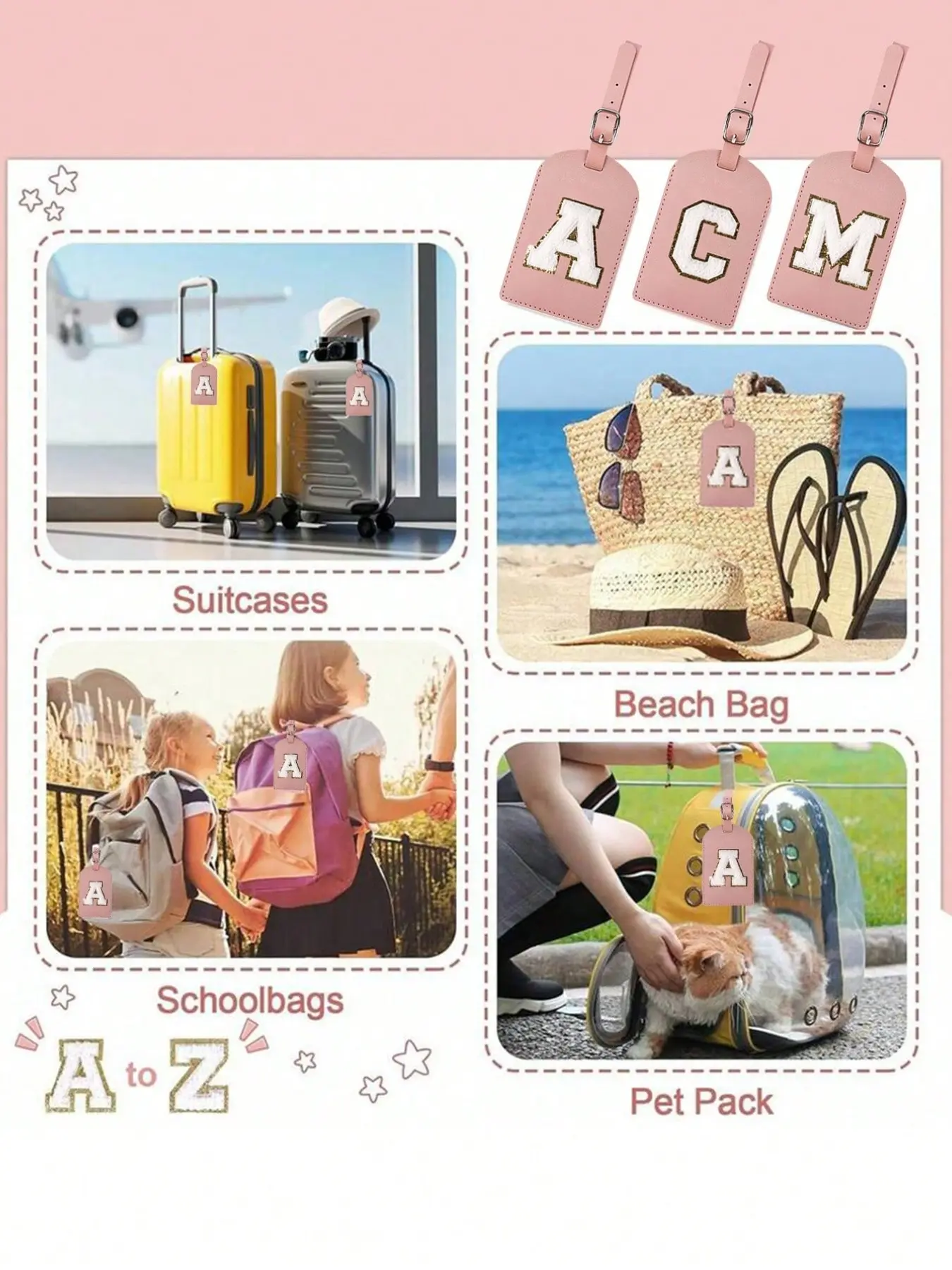 Customizable Tsa Approved Luggage Tag, PU Leather Material, Privacy Cover & Name Card, Unisex Travel Backpack Label, Letter Combination