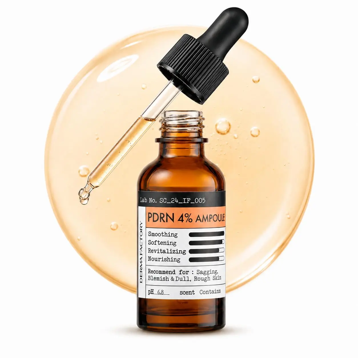 DERMA FACTORY PDRN 4% (40,000 ppm) Salmon DNA Face Serum with Niacinamide & Panthenol, Lightweight Hydrating Korean Ampoule for Dry, Dull-Looking Skin, 1.01 fl oz (30 mL)