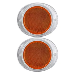 Amber/Red 3” Round Reflector with Aluminum Base Screw On 2 Holes for Trucks Towing Trailers RVs and Buses Car Accessories Vehicle DOT Compliant Rustproof Low-Profile
