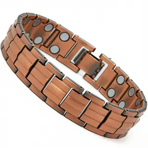 Copper Bracelet for Men with 3800 Gauss Magnets Adjustable Cuff Elegant Minimalist Bangle Valentine’s Day Gift for Him
