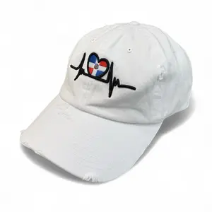 Dominican Heartbeat Dad Hat - High Quality 100% Cotton Unconstructed Polo Style Cap with Adjustable Buckle and Classic Design