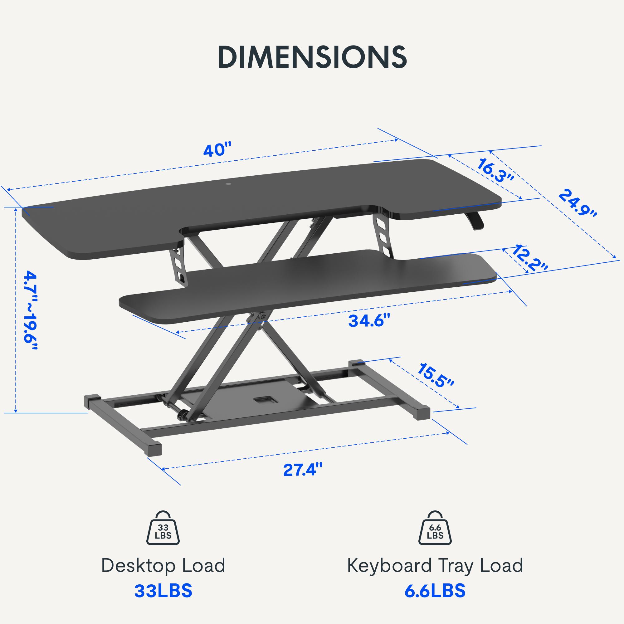 【TikTokShopBlackFriday】Height Adjustable Standing Desk Converter, Sit-to-Stand Desk Riser U-Shape with Spacious Removable Keyboard Tray, 2-Tier Desktop Computer Workstation in Black  Color