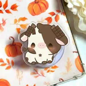 Aesthetic Dark Chocolate Highland Cow Magnetic Phone Grip, Retro Deep Brown Farm Animal Magsafe Kickstand, Trendy Rustic Cottagecore Cow Lover Gift For Her