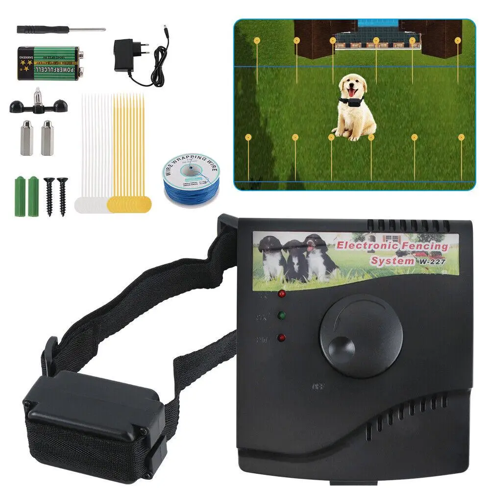 Electric Dog Fence System with Waterproof Shock Collar – Safe & Customizable Pet Containment Solution for Yards and Gardens