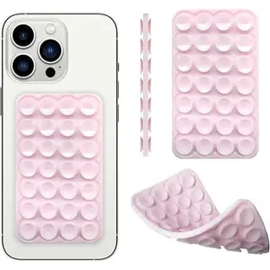 Silicone Suction Phone Case Mount 28 Strong Grip Holder Hands-Free Non-Slip Mount Double-Sided Adhesive Dash Holder for iPhone and Android Works on Glass Metal Plastic for Videos Selfies Beach Set Accessories sticky Smartphone Cellphone Stand Protective