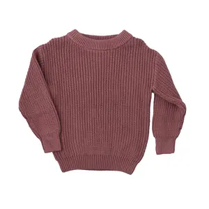 Mauve SWEATER Long Sleeve Casual Winter Medium Length 100% Cotton Ultra Soft Cozy Oversized Knit Sweater for Everyday Wear