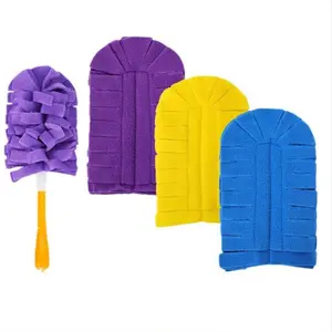 5pcs Dusting Brush Plush Fabric 360 Degree Rotating Swiffer Cleaning Duster Microfiber Dry Wet Dusting Handle Accessories