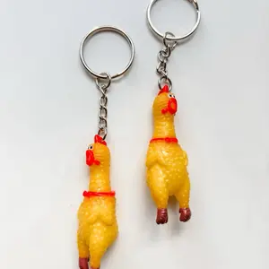 Screaming Chicken Badge Reel Charm Or Key-chain Fun Gifts for Kids and Adults Compact 2.4 Inch Plastic Accessory BADGE REEL NOT INCLUDED