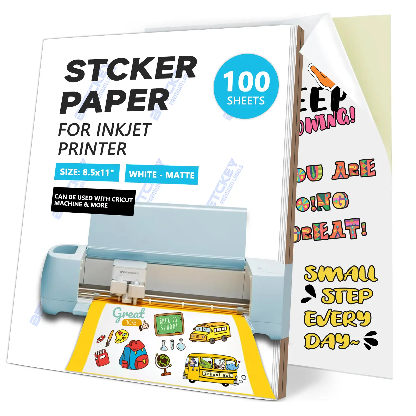 8.5" x 11" Full Sheet Matte DIY Sticker Paper Labels Shipping for laser, inkjet, Silhouette, Cricut and Brother Printers-Betckey