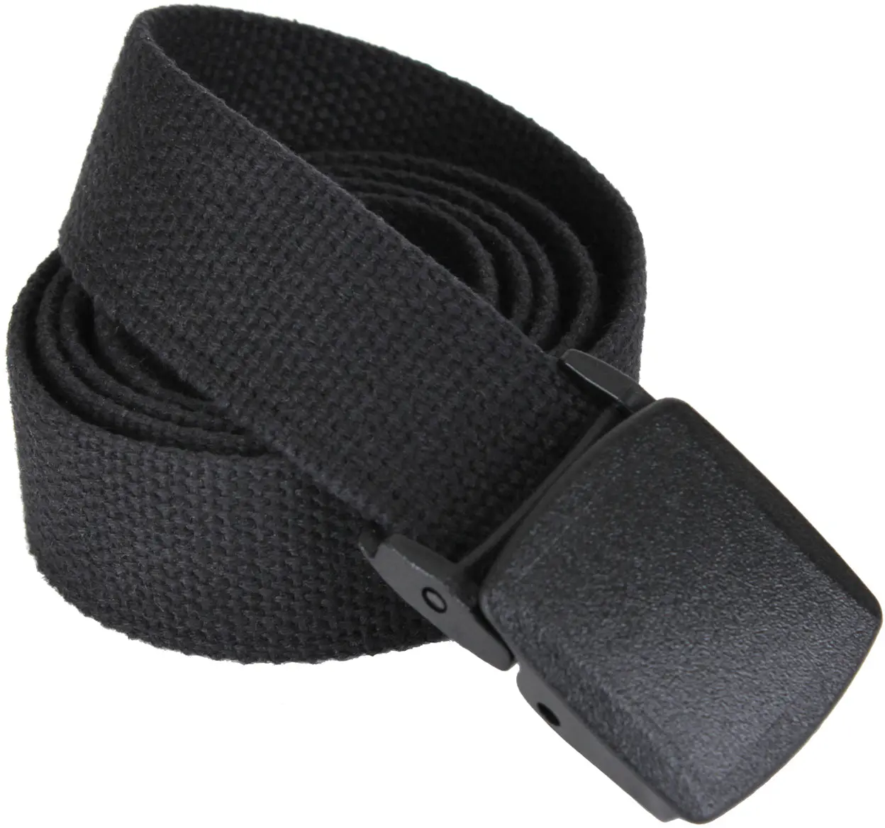 Cotton Web Belt, 1.25" Wide Military Style with Durable Plastic Buckle - 54" Trim-to-Fit Strap, Metal Detector Safe for Travel, Metal Detectors, Trimmed Strap