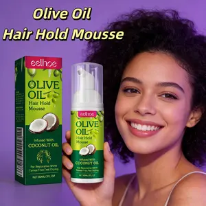 EELHOE Olive Oil Hair Styling Mousse, Haircare Curl Defining Moisturizing Shine, Contains Coconut & Olive Fruit Extracts, Long-Lasting Hold