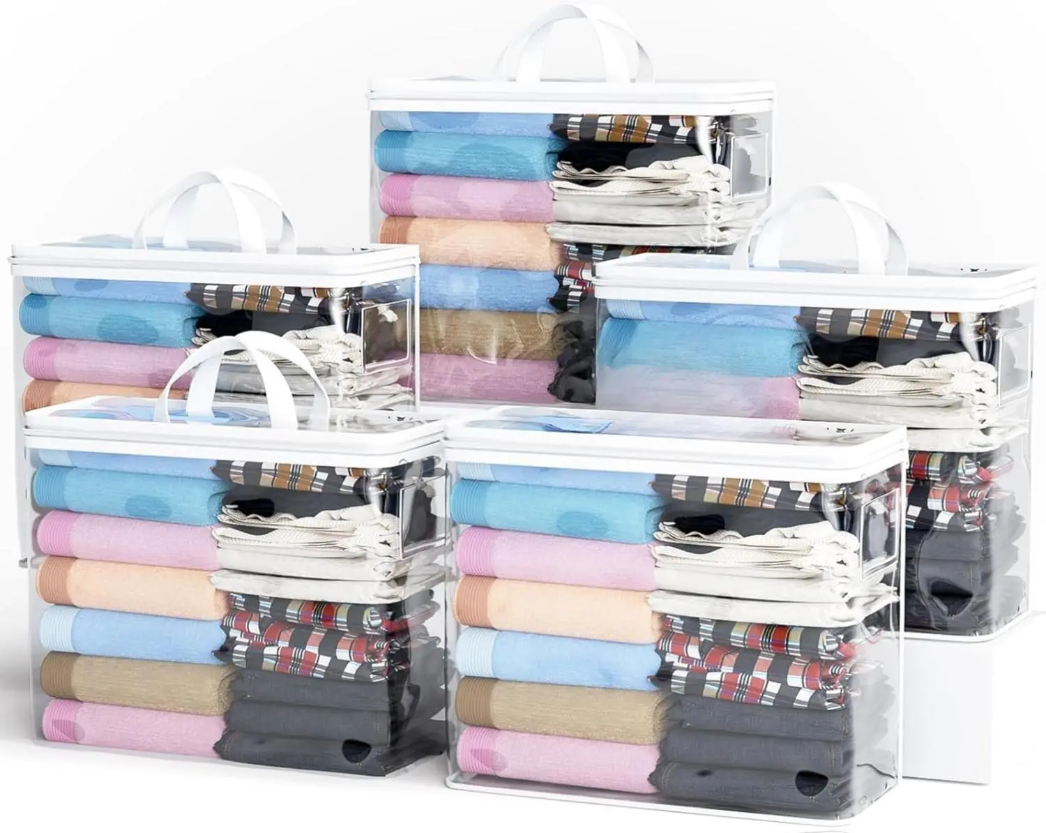 5PACK Clear Zippered Storage Bag for Clothes, 22L Clear Storage Bags, and Blanket Storage Bags for Bedding, Blankets, Comforters, Clothing, Books,