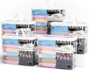 5PACK Clear Zippered Storage Bag for Clothes, 22L Clear Storage Bags, and Blanket Storage Bags for Bedding, Blankets, Comforters, Clothing, Books,