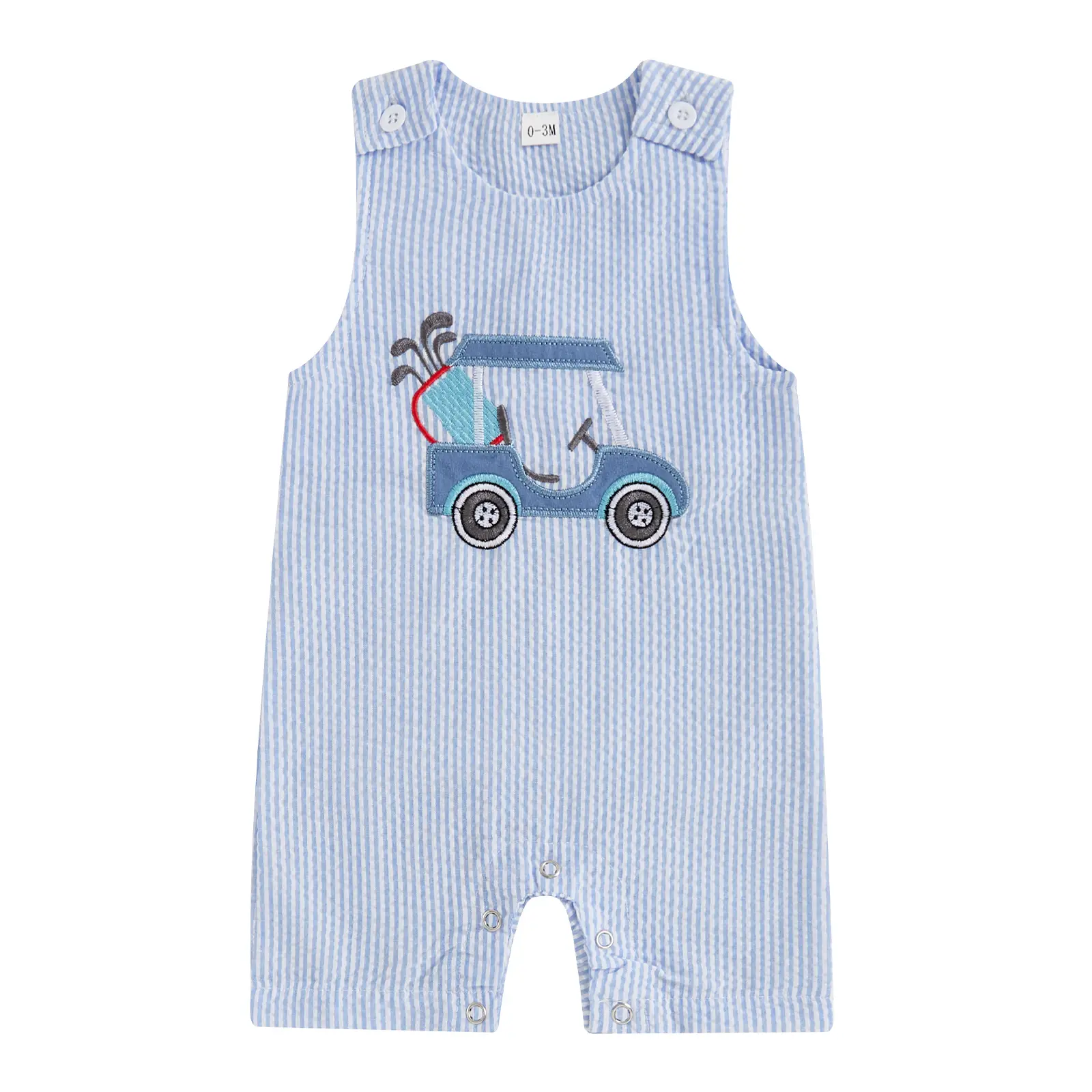 Baby Boy Golf Outfit Crew Neck Sleeveless Embroidery Golf Cart Romper Jumpsuit Casual Summer Toddler Boy Shortalls #Springtok