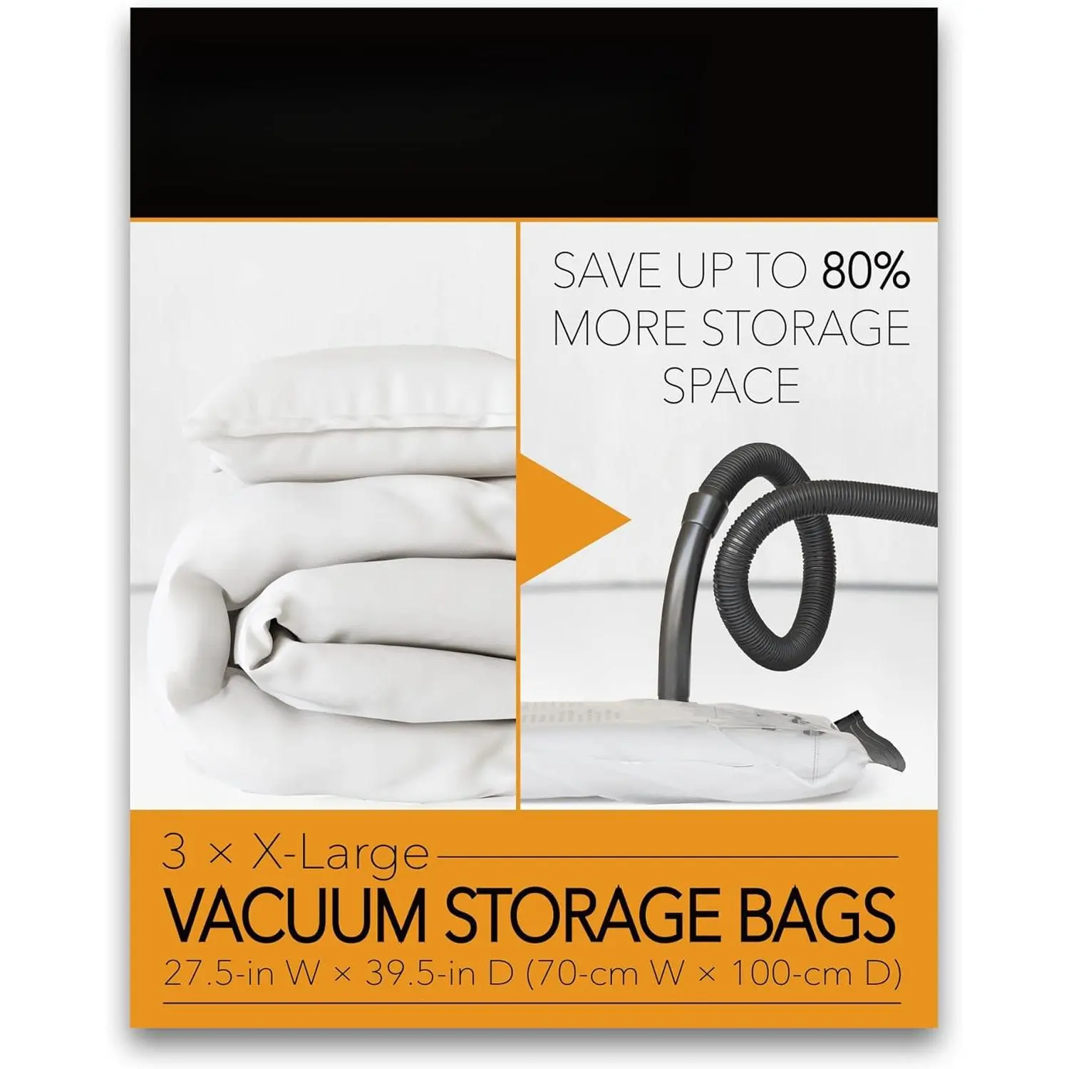 Jumbo Vacuum Storage Bags 3 Pack X-Large 27.5x39.5in Clear PE PA Space Saver Sealer Compression Bags for Comforters Blankets Pillows Bedding Clothes Easy Use Set Household Organiser