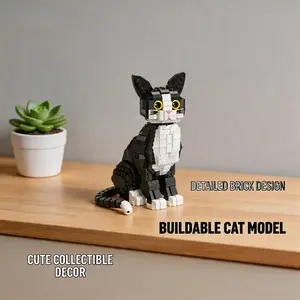 Pet Cat Mini Blocks, 3D Animal Puzzle Toy, DIY Puzzle, Cute Design with Realistic Expressions, Perfect for Home Decor, Office, Gifts