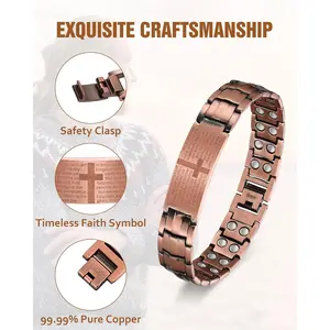 1-Piece Men's Magnetic Bracelet - Adjustable Pure Copper Jewelry with Size Tool, Magnetic Closure, Low Allergy Metal Surface - Durable and Easy to Clean Design, Father's Day Gift for Dad, Husband, Boyfriend - Daily and Special Occasion Jewelry Gifts