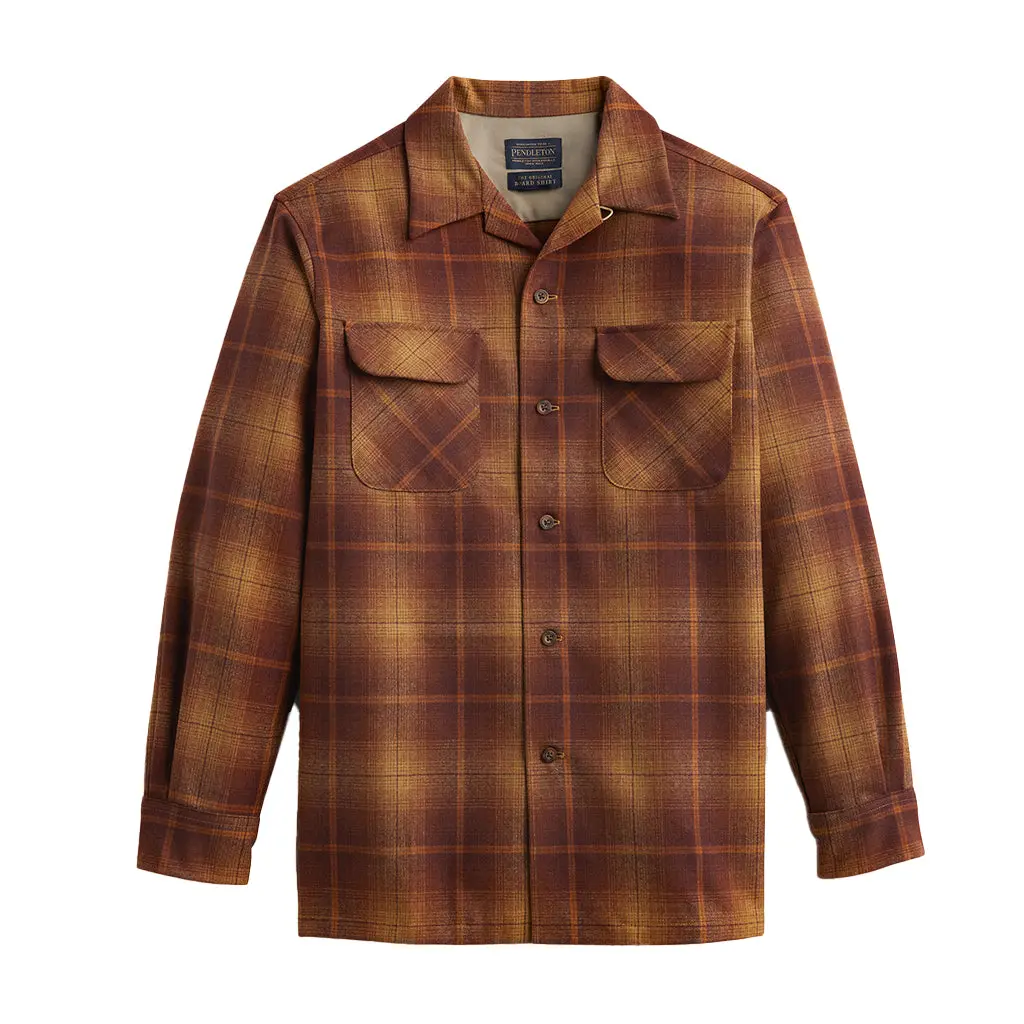 Pendleton Men's 2023 Gold-Rust Ombre Wool Board Shirt, Menswear Casual Top with Premium Fabric