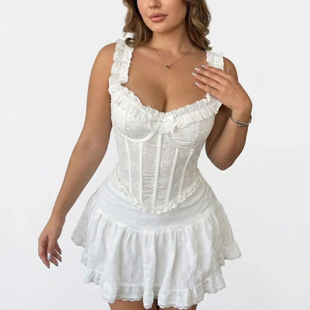 ChicCurve French Style Corset Top for Women Bone Support Tummy Control Silky Skin Friendly Fabric Sweet Aesthetic Bustier for Daily Wear